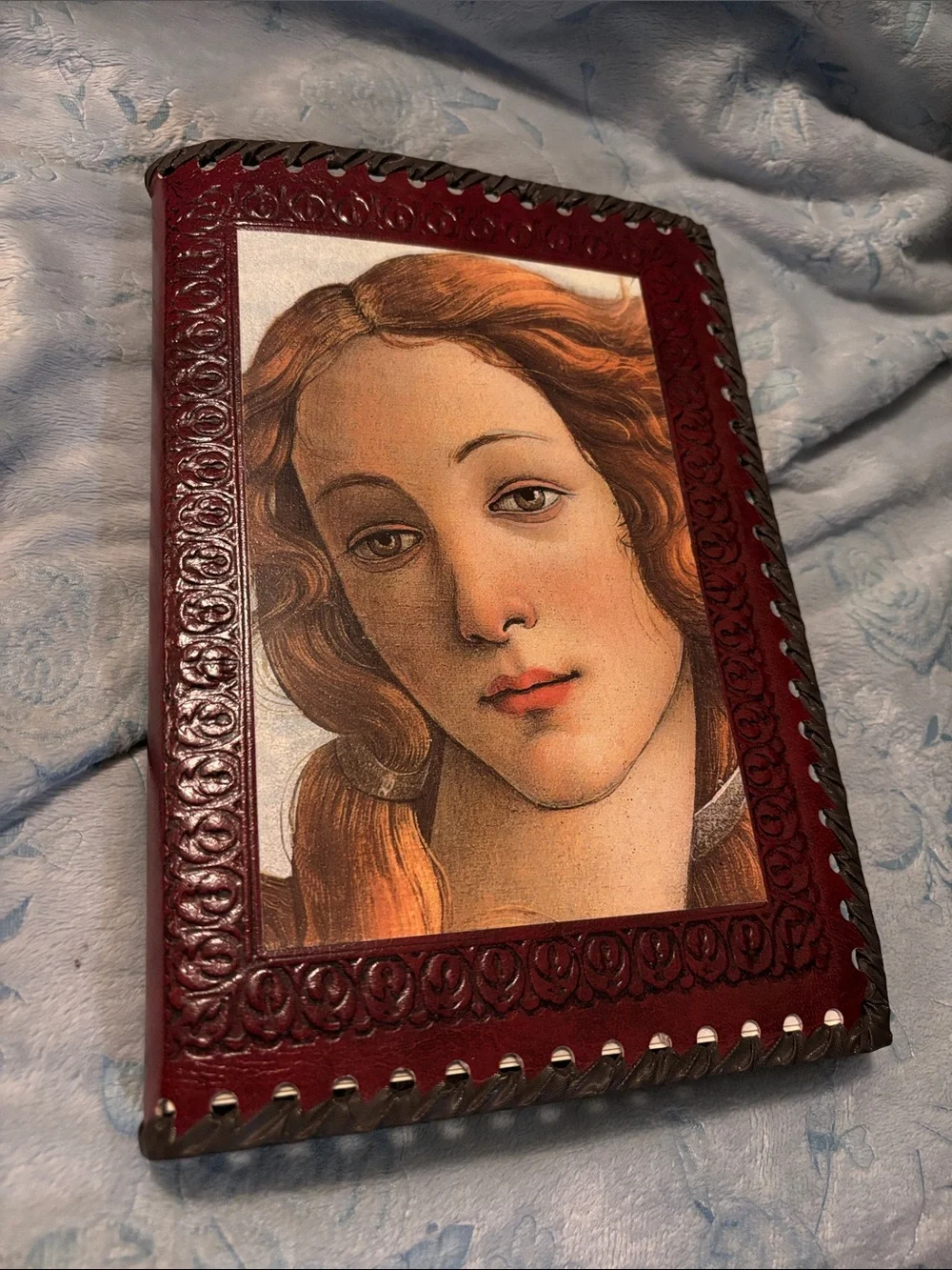 Vintage Art Portrait Red Leather Journal